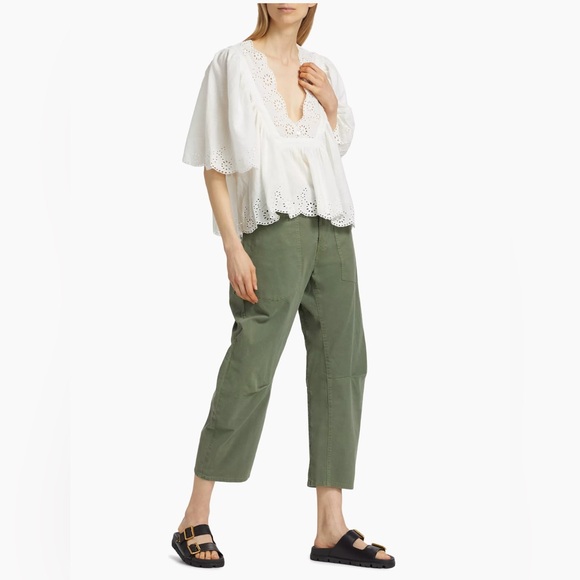 🌻🆕FREE PEOPLE Costa Eyelet Top-Bright White-Size Medium - Picture 5 of 16